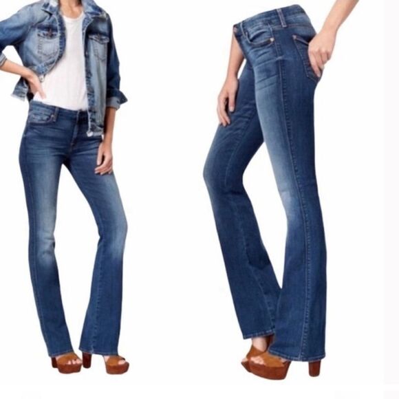 7 for All Mankind Low Rise Boot Cut Jeans 24 X 32 - Picture 1 of 11